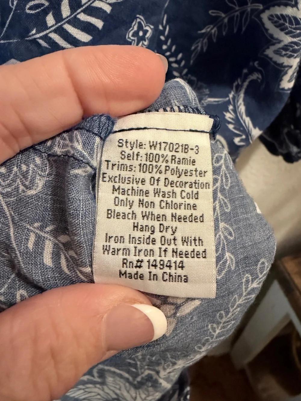 Johnny Was Workshop Embroidered Butterfly Puff Sleeve Blouse XXL Blue Ramie